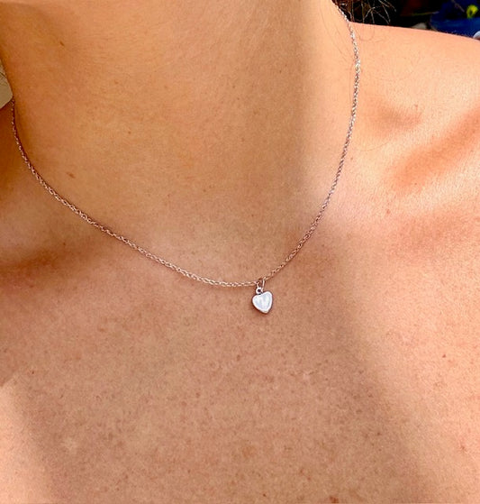 14K White Gold Heart Necklace