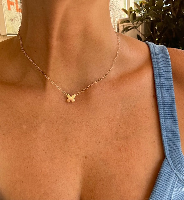 14k Gold Butterfly Necklace