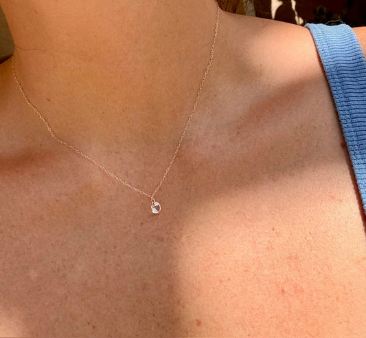 14K Gold Solitaire Necklace