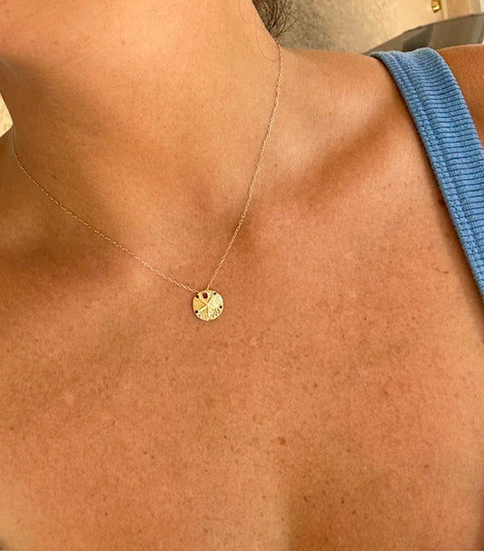 14K Gold Sand Dollar Necklace